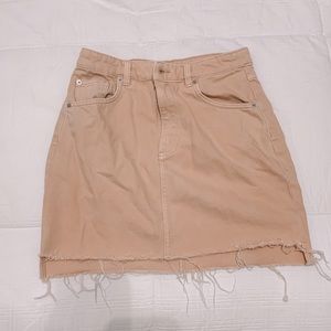 H&M Light Pink distressed denim skirt
